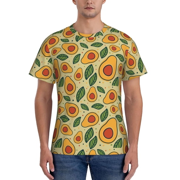 Vsdgher Leaves Avocado Print Men's Dry Fit Mesh Athletic Shirts Moisture Wicking Tennis T-Shirt Tops