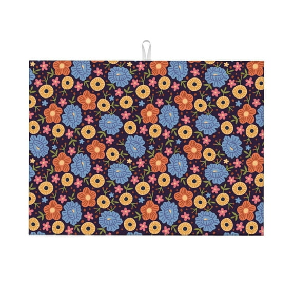 Vsdgher Leaves Flower Dish Drying Mat Super Absorbent Drying Mat Large Dish Drying Mats for Kitchen Counter Kitchen Drying Mat 24" x 18"