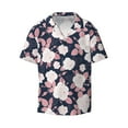 thumbnail image 1 of Vsdgher Leaves Flower Print Men's Wrinkle Free Untucked Cuban Shirt Business Casual Button Down Shirts Short Sleeve Shirt, 1 of 7