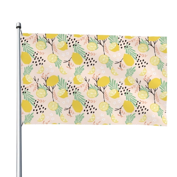 Vsdgher Lemon Leaves Print Outdoor Decorative Flag 4x6ft, Suitable for outdoor decoration, can be hung indoors, on outdoor lawns, balconies, parties