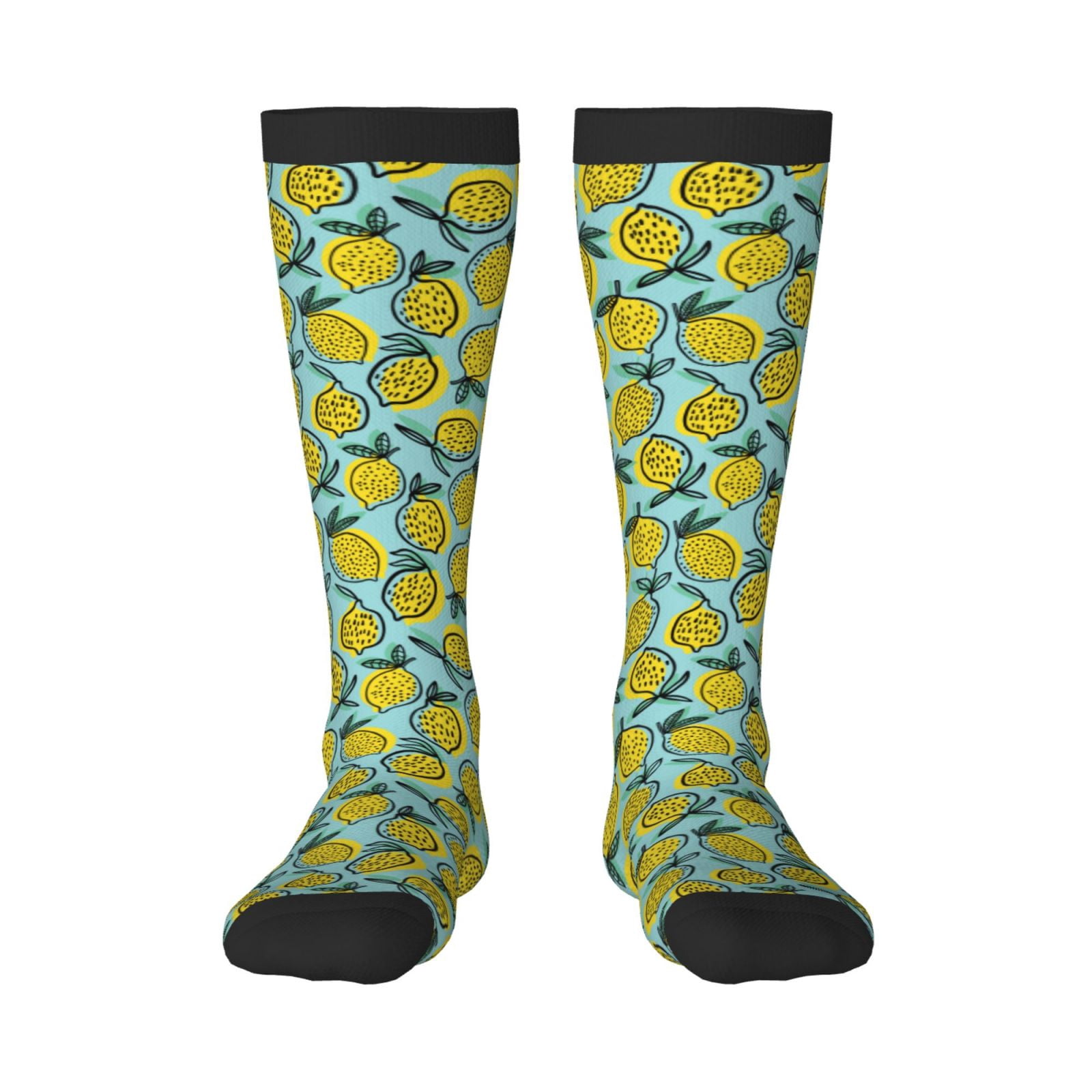 Vsdgher Lemon Print Thigh High Socks Extra Long Stretchy Sock Women ...