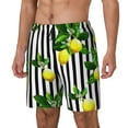 thumbnail image 1 of Vsdgher Lemons on Striped for Mens Swim Trunks with Compression Liner Swim Shorts Swim Suits Board Shorts-Large, 1 of 6