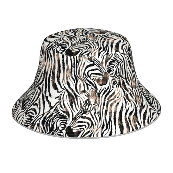 Vsdgher Leopard And Zebra Print Bucket Hat for Men&Women Bucket Hat Reversible Summer Double-Side-Wear Travel Gardening, Beach, Camping, Hiking, Fishing Cap