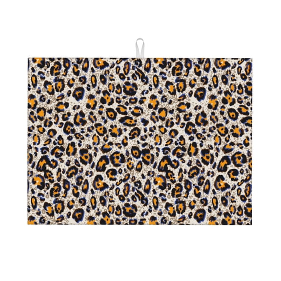 Vsdgher Leopard Dish Drying Mat Super Absorbent Drying Mat Large Dish Drying Mats for Kitchen Counter Kitchen Drying Mat 24" x 18"