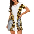 thumbnail image 1 of Vsdgher Leopard Gnomes Pattern Womens Short Sleeve Sleepshirt Scoopneck Cute Nightdress Ruffle Comfy Nightgown, 1 of 6