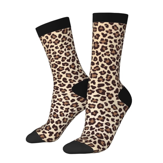 Vsdgher Leopard Print-2 Crew Socks for Men & Women, Breathable Casual Athletic Ankle Socks