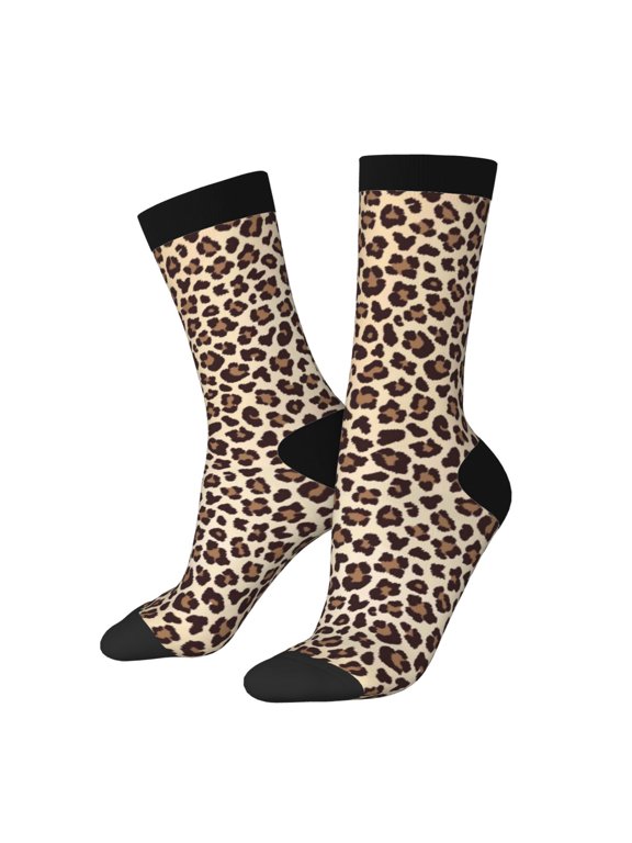 Leopard Print-2 Crew Socks for Men & Women, Breathable Casual Athletic Ankle Socks