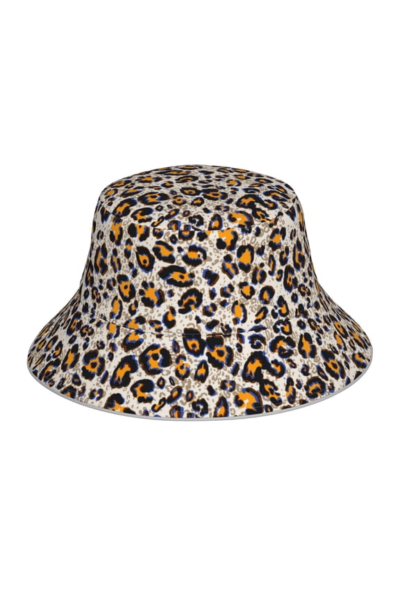 Leopard Print Bucket Hat for Men&Women Bucket Hat Reversible Summer Double-Side-Wear Travel Gardening, Beach, Camping, Hiking, Fishing Cap