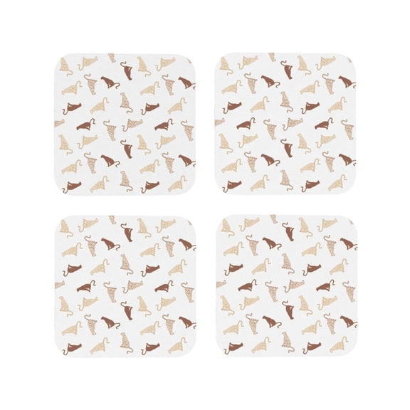 Vsdgher Leopard Print Leather Coasters for Drinks, Durable Drink Coasters 4 Set for Tabletop Protection, Luxurious Home Décor and Housewarming Gift ( {designName})Square