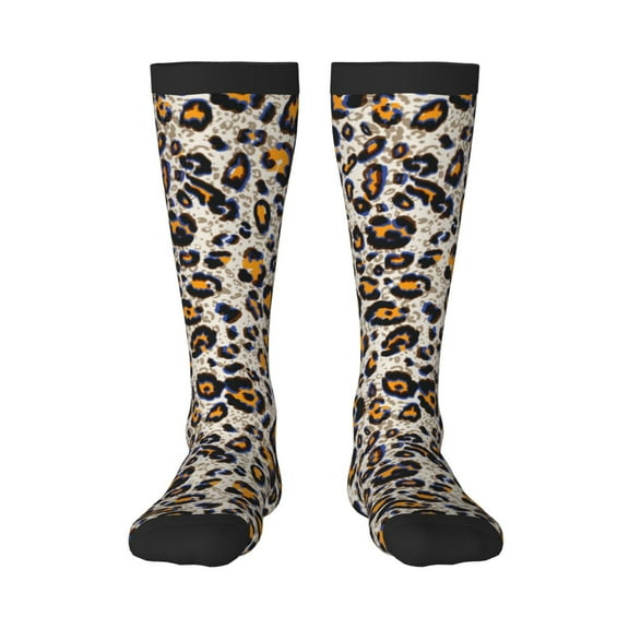 Vsdgher Leopard Print Thigh High Socks Extra Long Stretchy Sock Women Over Knee High Opaque Stocking Daily Wear
