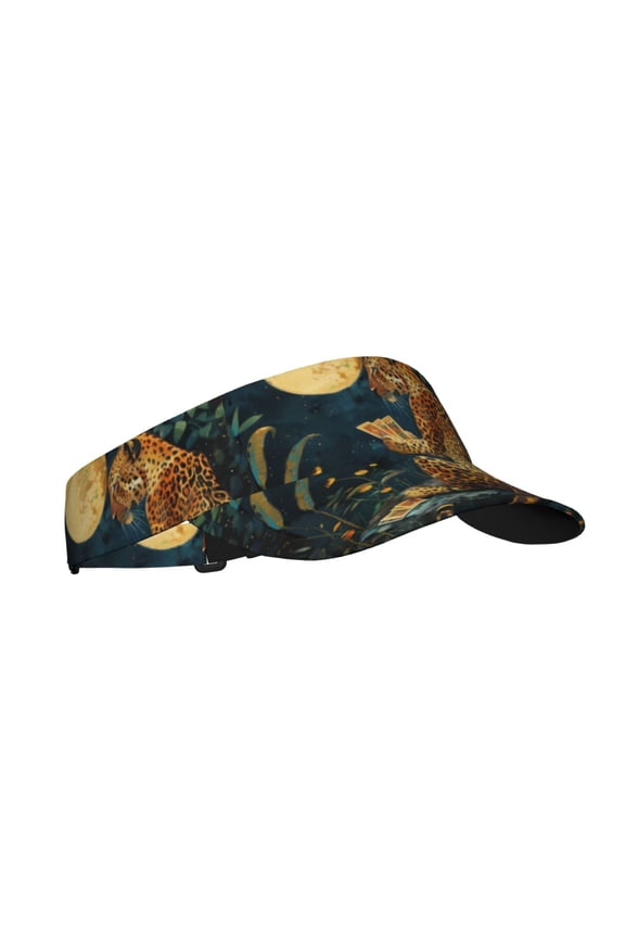 Leopard Reading Tarot Cards Print Adult Sunscreen Visor Cap,1 Piece of Sport Sun Visor Hats Adjustable Sun Hat for Outdoor Activities Fits for Women and Men (One Size)