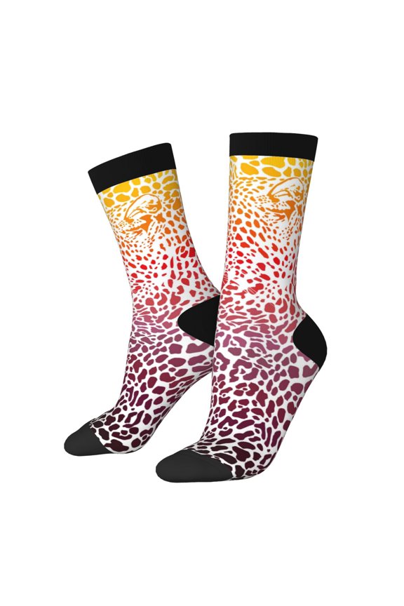 Leopard Skins And Heads Crew Socks for Men & Women, Breathable Casual Athletic Ankle Socks