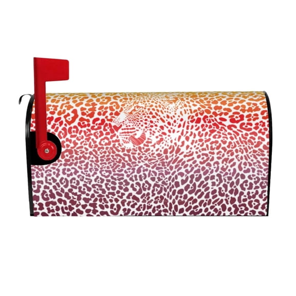 Vsdgher Leopard Skins And Heads Mailbox Cover Magnetic Mailbox Wraps Post Letter Box Cover for Garden Yard Home Decor 2 Sizes-21x18 in
