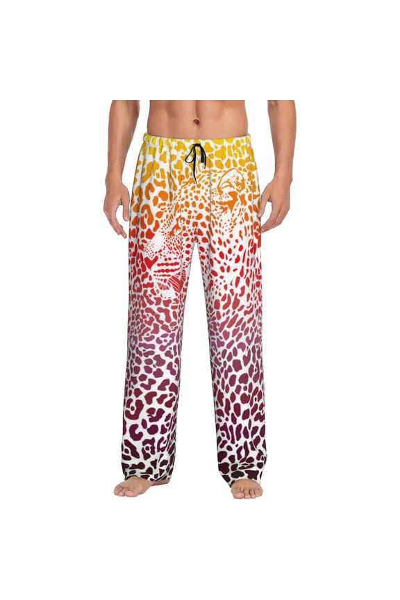 Leopard Skins And Heads Mens Pajama Pants Sleep & Lounge Pants, PJ Pants-Small