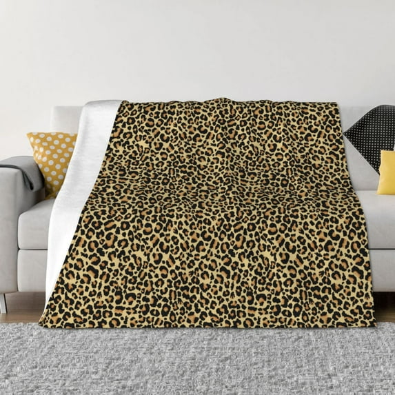 Vsdgher Leopard1 Pattern Fleece Throw Blanket, Horizontal Fleece Bedding Home Decor for Couch & Bed All Season Use -80"x60"