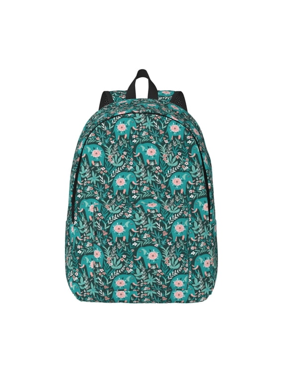 Lephants in the Jungle Print Canvas Backpack Travel Rucksack Unisex Knapsack 15.7/17.7Inch Laptop Backpack for Work,College -Medium