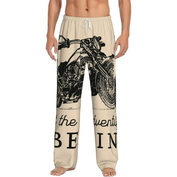 Vsdgher Let The Adventure Begin Print Mens Pajama Pants Sleep & Lounge Pants, PJ Bottoms With elastic waistb and Pockets
