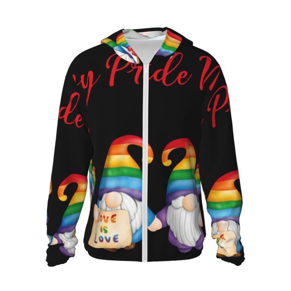 Vsdgher Lgbt Gnome Print Adult Hoodie Shirts Rash Guard for Men Women,Long Sleeve Sun Protection Fishing Shirts for Athletic Running Swim-Small