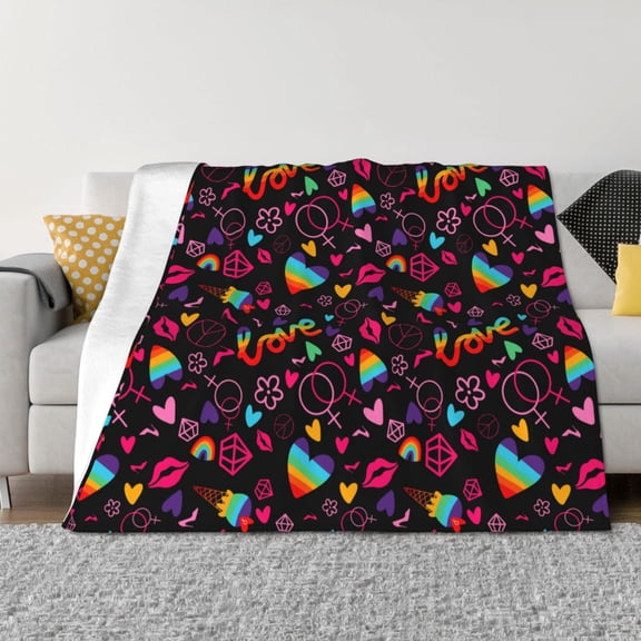 Vsdgher Lgbt Rainbow For Pride Pattern Fleece Throw Blanket, Horizontal Fleece Bedding Home Decor for Couch & Bed All Season Use -80"x60"