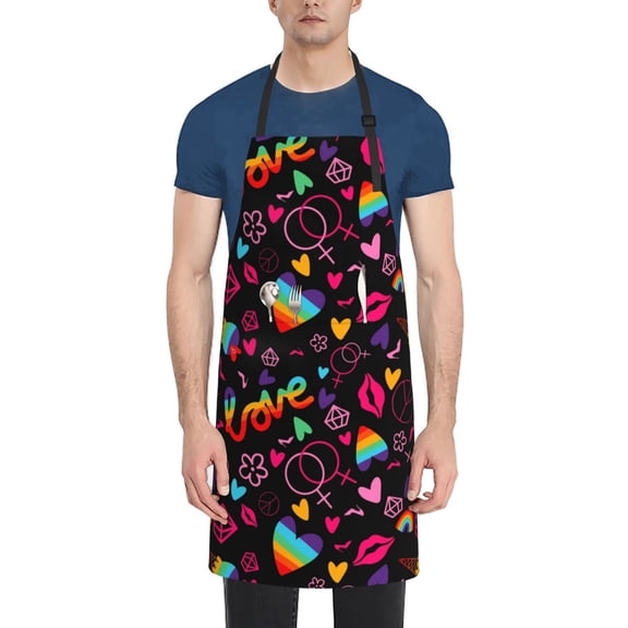 Vsdgher Lgbt Rainbow For Pride Waterproof Apron with 2 Pockets Kitchen Chef Aprons Bibs for Grooming Cooking Baking Painting Gardening