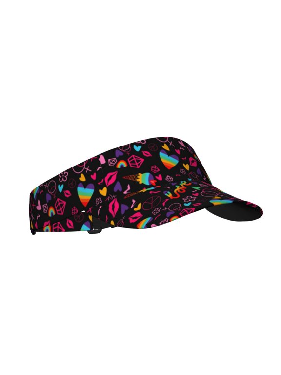 Lgbt Rainbow For Pride Print Adult Sunscreen Visor Cap,1 Piece of Sport Sun Visor Hats Adjustable Sun Hat for Outdoor Activities Fits for Women and Men (One Size)