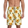 thumbnail image 1 of Vsdgher Light Green Plaid Sunflower Print Men's Pajama Shorts Lounge Bottoms Sleep Shorts Elastic Waist Lightweight PJ Shorts with Pockets-X-Large, 1 of 6