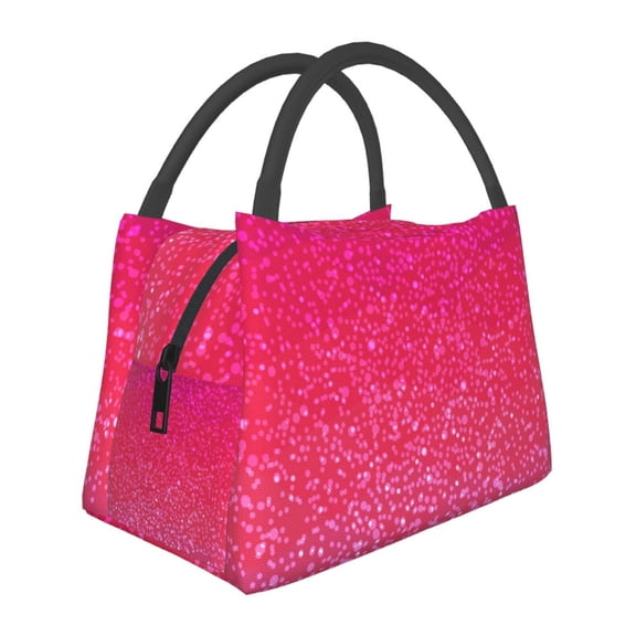 Vsdgher Light Purple Glitter Print Insulated Reusable Bags with Sturdy Zipper and Handles, Foldable Totes for Hot or Cold Food Bring or Delivery