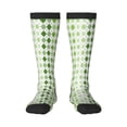 thumbnail image 1 of Vsdgher Light green argyle Knee Socks, High Socks Long Stretchy Sock Women Knee High Stocking, Long Socks for Women, 1 of 6