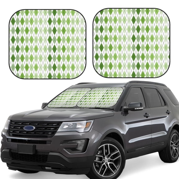Vsdgher Light green argyle Print Car Windshield Sun Shade, Reflective Sunshade Window Sunshade Sun Visor Protector Fit for Cars,Trucks,SUVs-Medium
