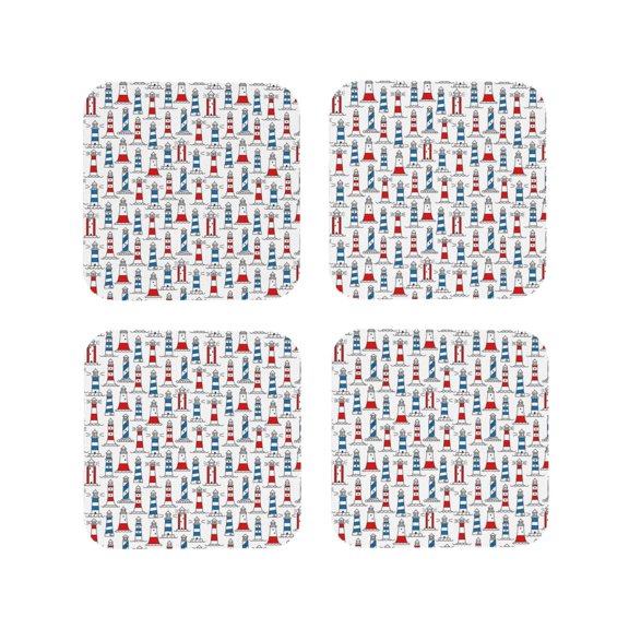 Vsdgher Lighthouse And Beacon Leather Coasters for Drinks, Durable Drink Coasters 4 Set for Tabletop Protection, Luxurious Home Décor and Housewarming Gift ( {designName})Square