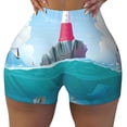 thumbnail image 1 of Vsdgher Lighthouse Sea Port print Workout Shorts for Women Seamless Soft Smooth Gym Yoga Scrunch Active Exercise Fitness Shorts, 1 of 8