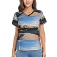 thumbnail image 1 of Vsdgher Lighthouse Women Shirts V Neck Short Sleeve Tops T-Shirt Basic Tees, S to 3XLX-Large, 1 of 5