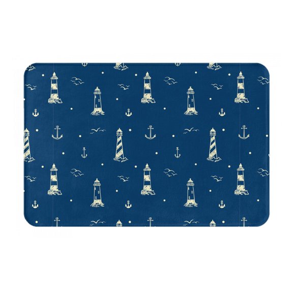 Vsdgher Lighthouses and Anchors print Flannel Anti-Slip Floor Mat Comfort Mat Floor Carpet for Decor, Non-Slip, Home, Office, Laundry, Durable