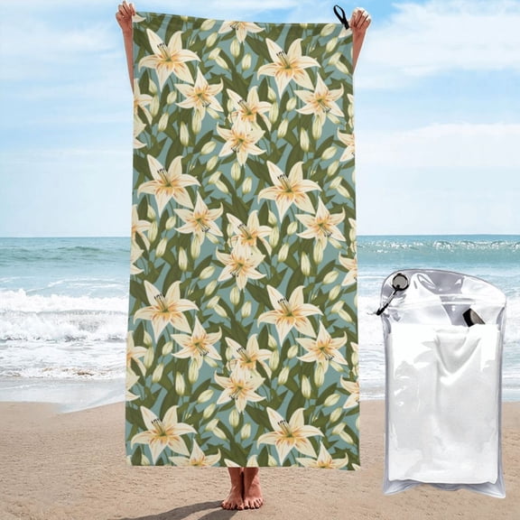 Vsdgher Lilies Flowers Microfiber Ultra Soft Highly Absorbent Bath Towel, Quick Drying Towels for Body, Sport, Yoga, SPA, Fitness-27.5"x55"