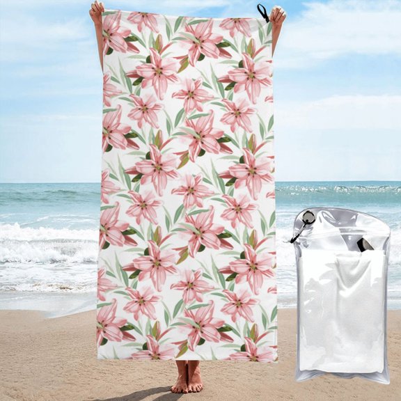 Vsdgher Lilies Flowers Microfiber Ultra Soft Highly Absorbent Bath Towel, Quick Drying Towels for Body, Sport, Yoga, SPA, Fitness-27.5"x55"