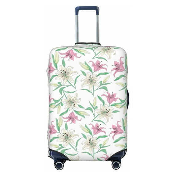 Vsdgher Lilies Flowers Print Luggage Cover Washable Suitcase Cover Protector Anti-scratch Suitcase cover Fits 18-32 Inch Luggage