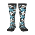 thumbnail image 1 of Vsdgher Lilies Flowers Print Thigh High Socks Extra Long Stretchy Sock Women Over Knee High Opaque Stocking Daily Wear, 1 of 5
