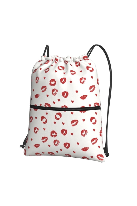 Lips Kiss Drawstring Backpack Water Resistant String Bag Sports Sackpack Gym Sack for Men Women