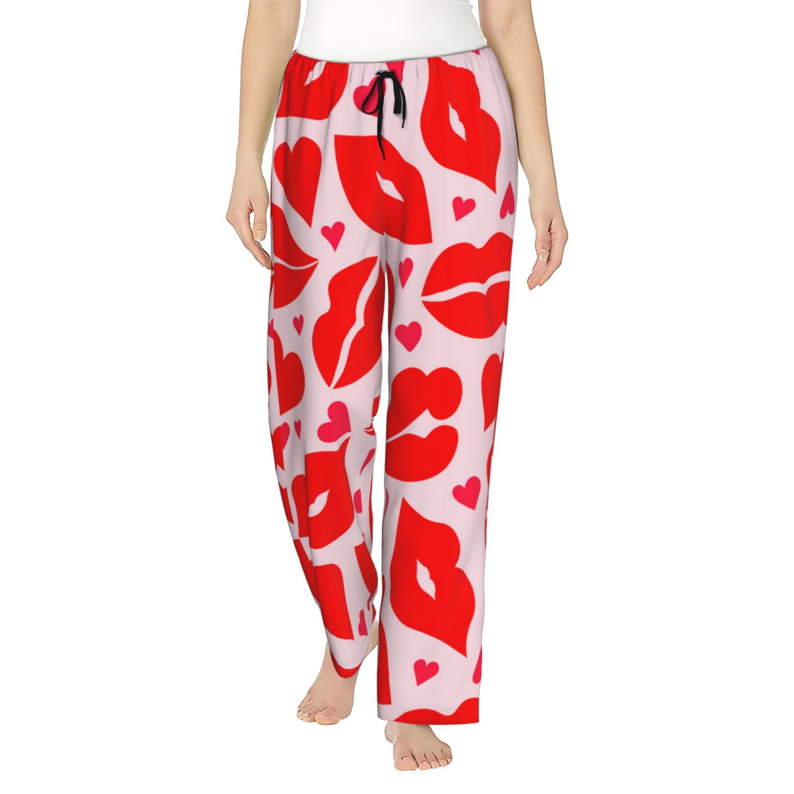 Vsdgher Lips Kiss Women’s Womens Pajama Pants, Lounge Wide Leg