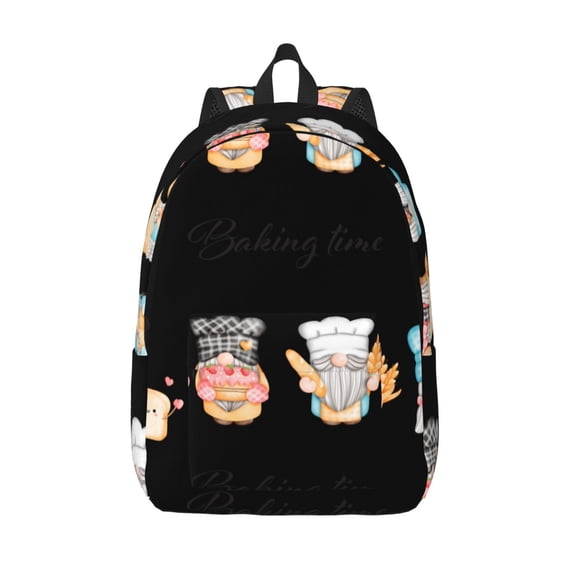 Vsdgher Little Chef Gnome Print Canvas Backpack Travel Rucksack Unisex Knapsack 15.7/17.7Inch Laptop Backpack for Work,College -Small