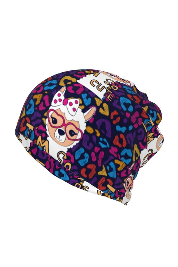 Llama Alpaca Slouchy Beanie Hat for Men/Women, Skull Cap Chemo Cap Night Sleeping Cap