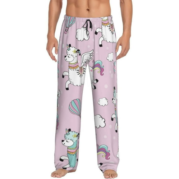 Vsdgher Llama Unicorn and Rainbow Print Mens Pajama Pants Sleep & Lounge Pants, PJ Bottoms With elastic waistb and Pockets