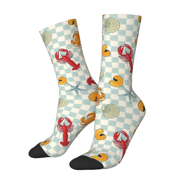 Vsdgher Lobster Sea Shell Crew Socks for Men & Women, Breathable Casual Athletic Ankle Socks