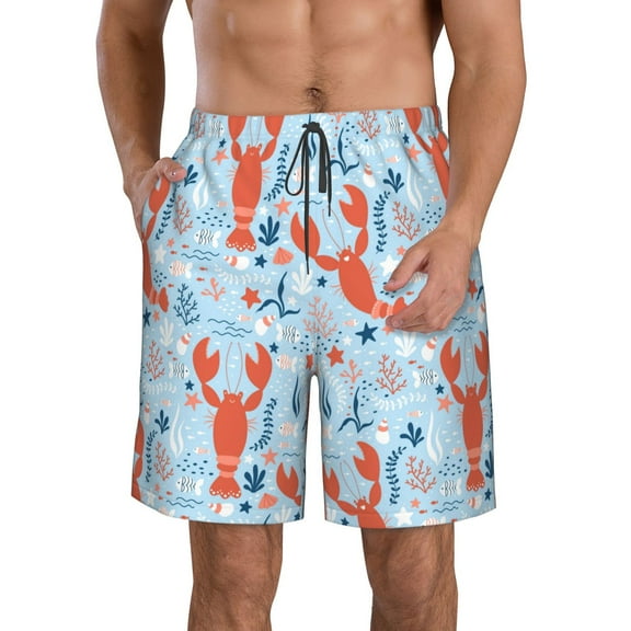 Vsdgher Lobsters Men's Beach Shorts, Surfing shorts, Swim trunks, Quick Dry Swim Trunks for Surfing Beach Fun -X-Large