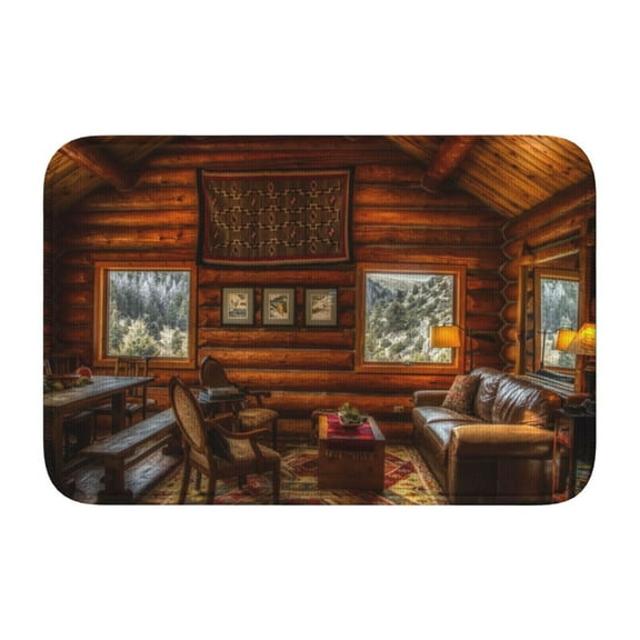 Vsdgher Log Cabin Inside Hem Mat 40x60 - Multipurpose Doormat for Indoor & Outdoor Use - Welcome Your Guests with our Entrance Mat