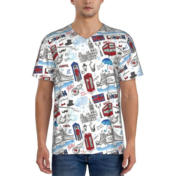 Vsdgher London Landmark2 Mens T-Shirts Baseball Vintage Fashionable Lightweight Casual Crew Neck Slim Fit with Long Sleeves-Large