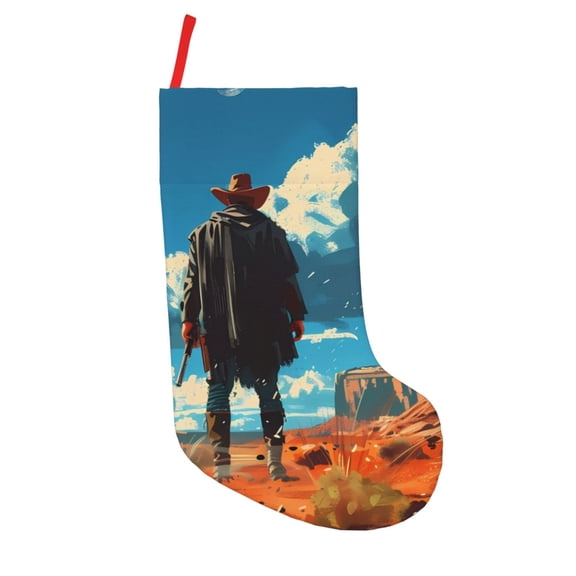 Vsdgher Lone Cowboy Desert Scene Christmas Stockings 18 inch Large Kids Stocking Bags Hanging Socks for Christmas Decor Decorations