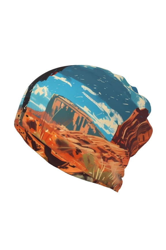 Lone Cowboy Desert Scene Slouchy Beanie Hat for Men/Women, Skull Cap Chemo Cap Night Sleeping Cap