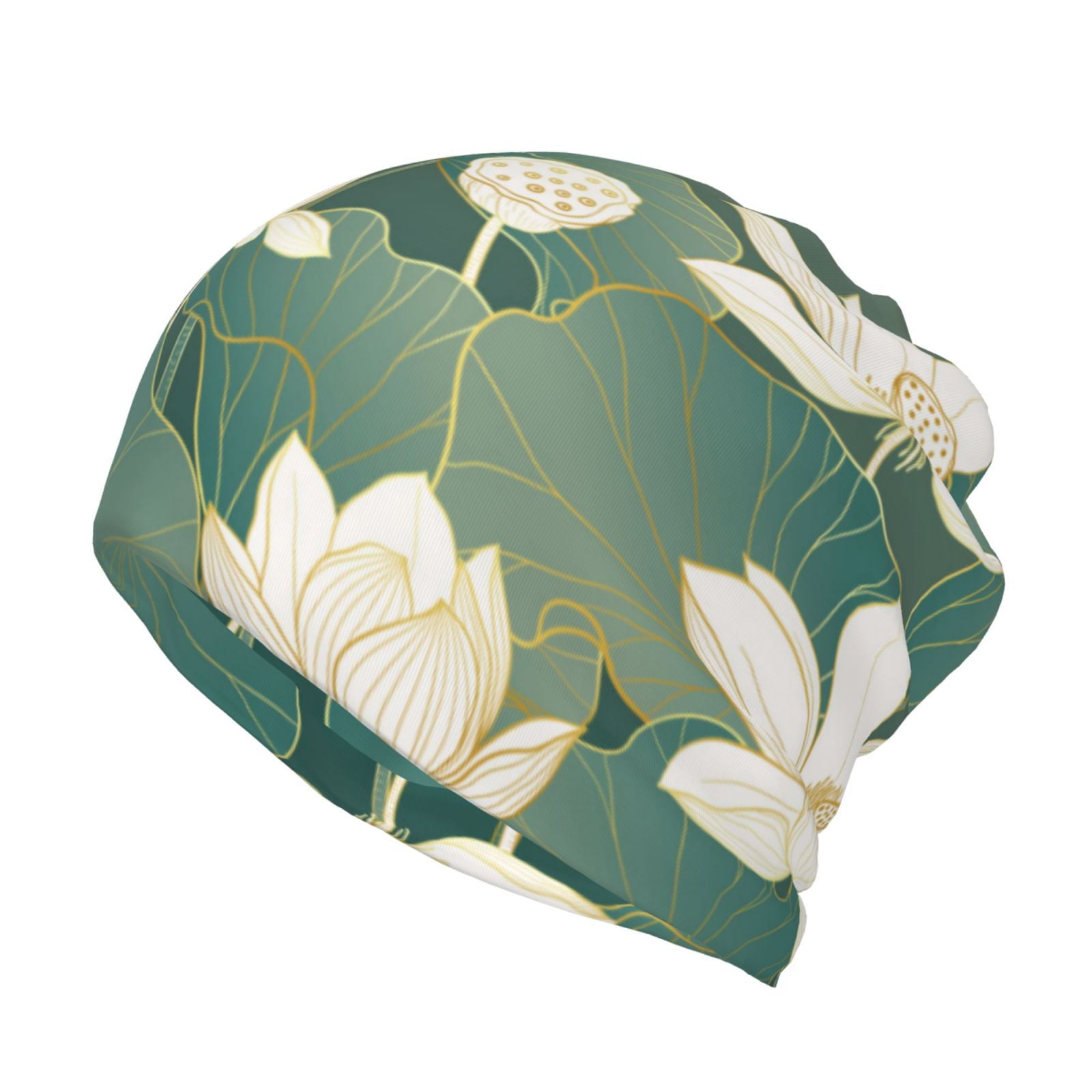 Vsdgher Lotus Golden Line Slouchy Beanie Hat for Men/Women, Skull Cap ...