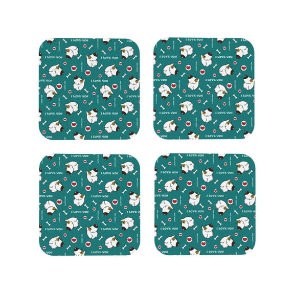Vsdgher Love Dog Leather Coasters for Drinks, Durable Drink Coasters 4 Set for Tabletop Protection, Luxurious Home Décor and Housewarming Gift ( {designName})Square